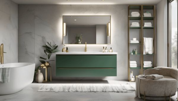 Choisissez un meuble de salle de bain vert mat élégant