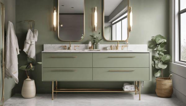Où trouver un meuble salle de bain couleur vert sauge tendance ?